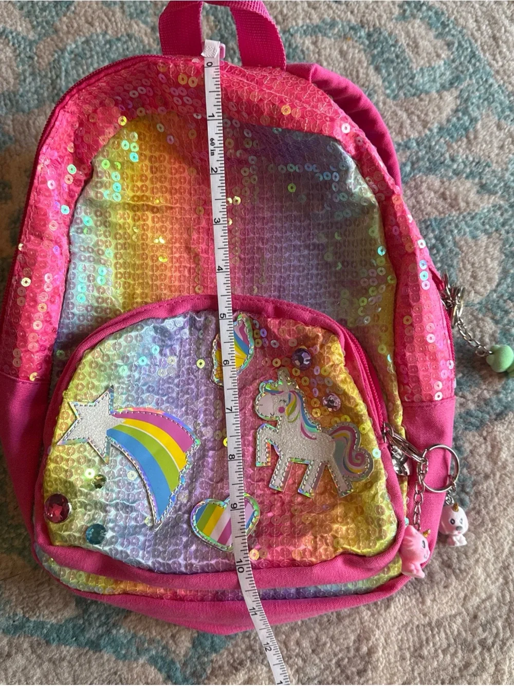 Kids Pink Sequin Rainbow Unicorn Backpack